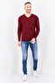 Navtech By Men V-Neck Embroidered Logo Long Sleeve Sweater, Maroon - 2