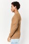 Men Crew Neck Textured Sweater, Brown - 3