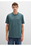Pocket Detailed Green Basic T-Shirt Loose Fit / Loose Relaxed Fit 066248-71577 - 3