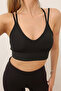 Black Covered Bustier - Double String Straps and Back Cross Detail - 9024 - 2