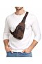 Men's Brown Double Handle Canvas Cross Shoulder Bag Body Bag Chest Bag