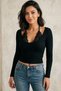 Yumi Women's Lace Detail Tie-Up Polyviscose Long Sleeve Gothic Y2K Blouse - Black - 4