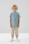 Crew Neck Tropical Patterned Boys' 2-Piece Bottom Top T-Shirt Pants Summer Tracksuit Set