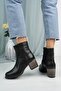 D24Kb 4390 Black Genuine Leather Zippered Women's Boots - 3