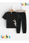 Yandan Rabbit Printed T-Shirt and Sweatpants (with Pockets) Children's Top and Bottom Set