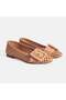 Women's Pink Perforated Leather Ballerinas with Buckle Accessories