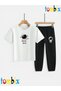 Little Astronaut Printed T-Shirt and Sweatpants (Sweatpants with Pockets) Children's Top and Bottom Set