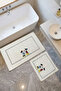Mincar Ecru Embroidered 2-Piece 100% Cotton Washable Bathroom Rug Set - 2