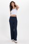 Women's Relax Fit Comfortable Cut Waist Tie Jacquard Elastic Navy Blue Palazzo Trousers - 8