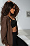 Women's Brown Hooded Full Zip Cardigan Jacket - 2