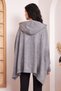 Women's Gray Hooded Long Sleeve Loose Oversized Wide Cut Comfortable Acrylic Poncho Sweater 3494308 - 7