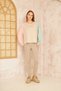 Women's Beige Powder Mint Round Neck Seam Detail Long Sleeve Sweatshirt Blouse 700-3472231 - 2