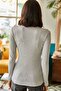 Women's 700-K7113108 Half Placket Snap Fastener Ruffle Long Sleeve Wide Round Neck Ribbed Knit Bl K7113209 - 3