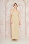 Women's Gold V-Neck Thin Strap Slit Long Pleated Dress / Special Occasion / Casual / Event 700-3609220 - 2