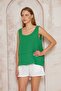 Women's Green 100% Cotton Muslin Dirty Stitching Strappy Layered Casual Basic Athlete Blouse 3423180 - 4