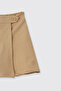 Girl's Pocket Detailed Beige Shorts Skirt with Half Elastic Waist - 3