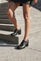 Black Genuine Leather Lace-Up Square Toe Block Heel Women's Loafers Shoes - 2