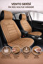 Fiat Linea 2007 and Later Compatible Vento 2-Piece Front Car Seat Cushion Anti-Sweat Anti-Slip Base Tan - 2