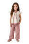 Girl's Summer Set Embroidered Collared Blouse and Pants 2-Piece Set - 2