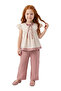 Girl's Summer Set Embroidered Collared Blouse and Pants 2-Piece Set