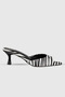 Morgana Black and White Patterned Single Strap Women's Heeled Shoes - 3