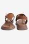Women's Suede Flip-Flop Sandals with Buckle and Gold Detail, Vorel Tan - 3
