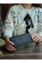 Mstng Large Black Genuine Leather Stylish Practical Long Women's Wallet.Birthday&Mother'S&Valentine's Day Gift