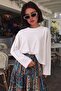Women's Cotton Long Sleeve Basic T-Shirt White – Crew Neck, Comfortable Fit - 4