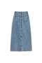 Long Tasseled Denim Skirt Blue Snow Wash - 2