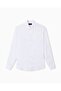 Men's Regular Fit 100% Linen Eagle Logo Long Sleeve White Shirt - 5