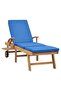 Sun Lounger with Cushion Solid Teak Wood Blue - 2