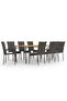 9 Piece Garden Dining Set Poly Rattan Brown