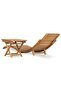 Folding Sun Lounger with Table Solid Teak Wood - 4
