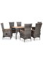 7 Piece Outdoor Dining Set with Cushions Poly Rattan Grey