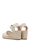 Women's Beige Ankle Buckle Wedge Heeled Espadrille 26Sfe40116F - 7