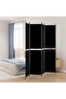 4-Panel Room Divider Black 200x220 cm Fabric