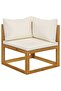 4 Piece Garden Lounge Set with Cushion Cream Solid Acacia Wood - 2