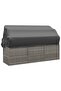 Outdoor Lounge Bed with Roof and Cushions Grey Poly Rattan - 4