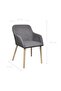 Oak Indoor Fabric Dining Chair Set 4 pcs with Armrest Dark Grey - 3