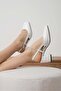 Belinda White Color Open Back Blunt Toe Women's Heeled Shoes - 8