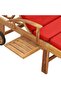Sun Lounger with Cushion Solid Teak Wood Red - 7