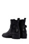 Women's Black Zippered Short Thick Heeled Leather Boots 25Wfd202818 - 6