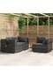 3 Piece Garden Lounge Set with Cushions Grey Poly Rattan