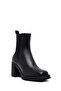 Women's Black Thick Heeled Leather Boots 25Wfd153218 - 8