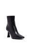 Women's Black Zippered Heeled Leather Boots 25Wfd133318 - 8