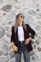 Plum Sleeve Layered Gold Buttoned Blazer