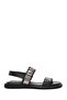 Women's Black Buckle Genuine Leather Sandals 25Sfd363014