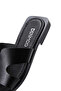 Women's Black Leather Slippers 25Sfd 330218 - 7