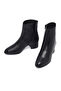 Women's Black Zippered Short Thick Heeled Leather Boots 25Wfd160718 - 3