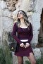 Burgundy-Ecru Square Collar Bodysuit